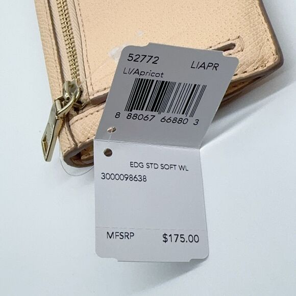 NWT COACH 52772 Edge Studs Crossgrain Slim Soft Leather Card Wallet Apricot Gold - Picture 4 of 7